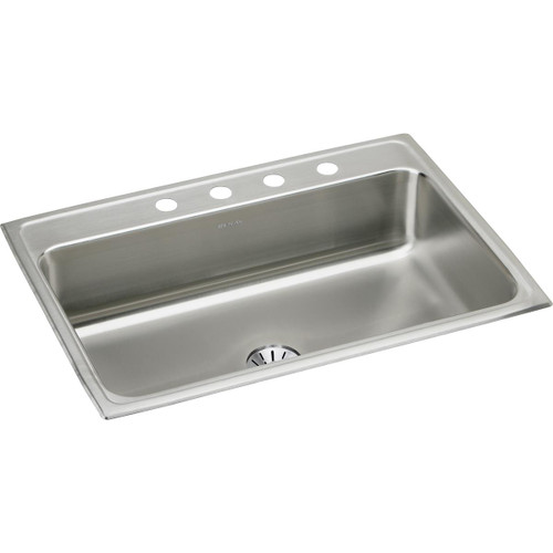 Elkay Lustertone Classic Stainless Steel 31" x 22" x 7-5/8" 4-Hole Single Bowl Drop-in Sink with Perfect Drain