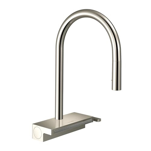 Hansgrohe 73837831 Aquno Select High Arc Kitchen Faucet, 3-Spray Pull-Down, 1.75 GPM in Polished Nickel