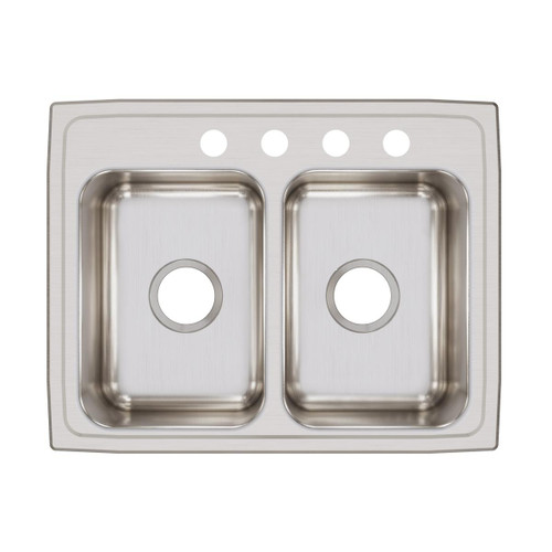 Elkay Lustertone Classic Stainless Steel 25" x 19-1/2" x 7-5/8", 4-Hole Equal Double Bowl Drop-in Sink