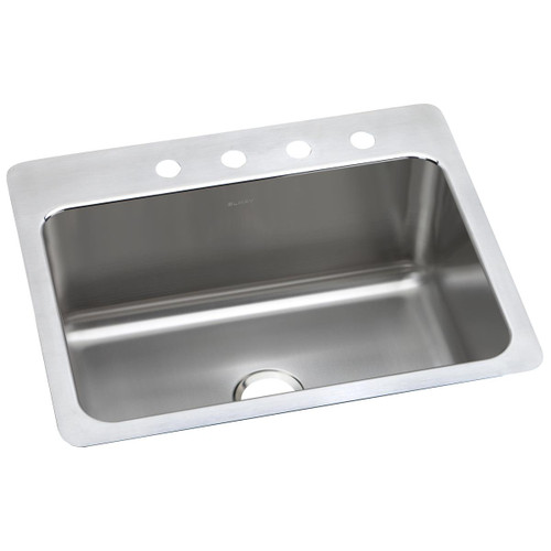 Elkay Lustertone Classic Stainless Steel 27" x 22" x 10" 4-Hole Single Bowl Dual Mount Sink