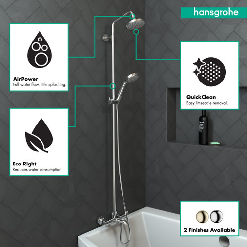 Hansgrohe 27143001 Croma Showerpipe 150 1-Jet with Tub Filler, 2.0 GPM in Chrome