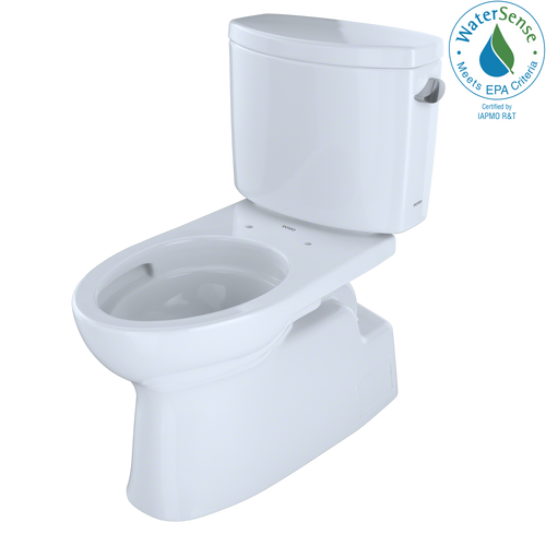 TOTO Vespin II Two-Piece Elongated 1.28 GPF Universal Height Skirted Toilet with CeFiONtect and Right-Hand Trip Lever, Cotton White - CST474CEFRG#01