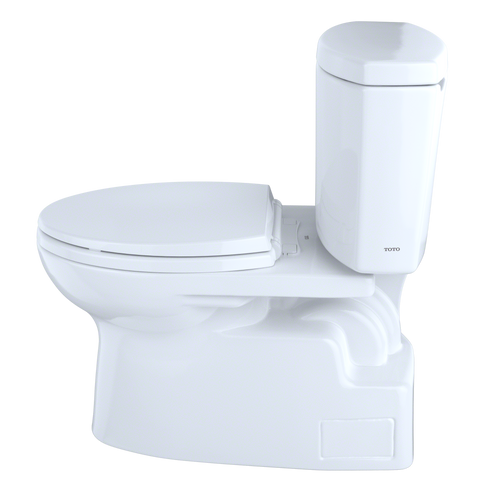 Toto Vespin II Two Piece Elongated Universal Height Toilet with CEFIONTECT and Right Hand Lever 1.28 GPF Less Seat in Cotton White