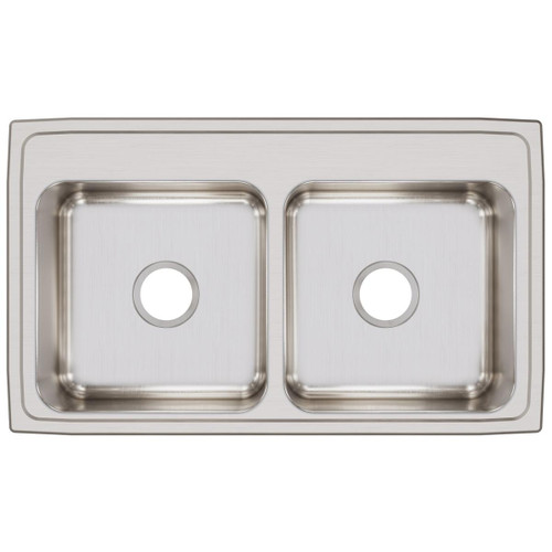 Elkay Lustertone Classic Stainless Steel 33" x 19-1/2" x 7-5/8", Equal 0-Hole Double Bowl Drop-in Sink with Quick-clip