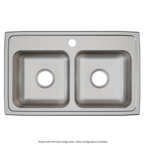 Elkay Lustertone Classic Stainless Steel 29" x 18" x 6", 3-Hole Equal Double Bowl Drop-in ADA Sink