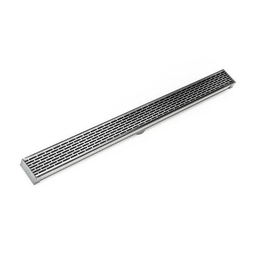Infinity Drain S-LT 6596 PS 96" S-PVC Series Low Profile Complete Kit with 2 1/2" Perforated Offset Slot Grate in Polished Stainless Finish