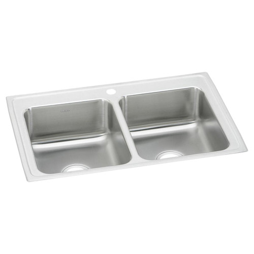 Elkay Lustertone Classic Stainless Steel 33" x 21-1/4" x 7-7/8", 1-Hole Equal Double Bowl Drop-in Sink