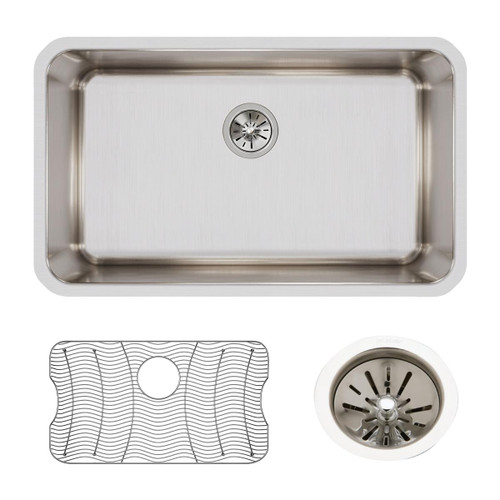 Elkay Lustertone Classic Stainless Steel 30-1/2" x 18-1/2" x 11-1/2" Single Bowl Undermount Sink Kit