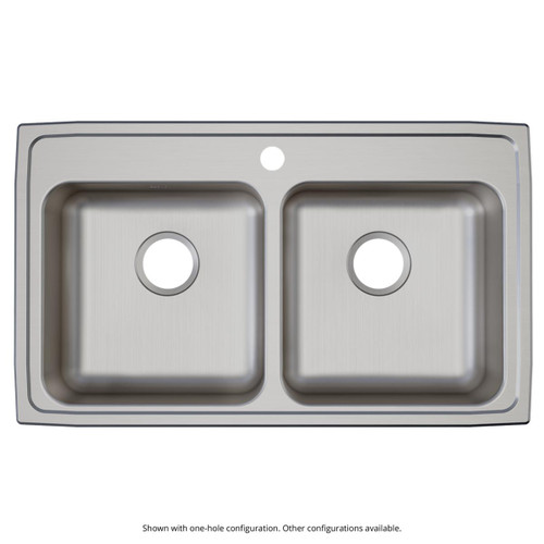 Elkay Lustertone Classic Stainless Steel 33" x 19-1/2" x 6", 3-Hole Equal Double Bowl Drop-in ADA Sink