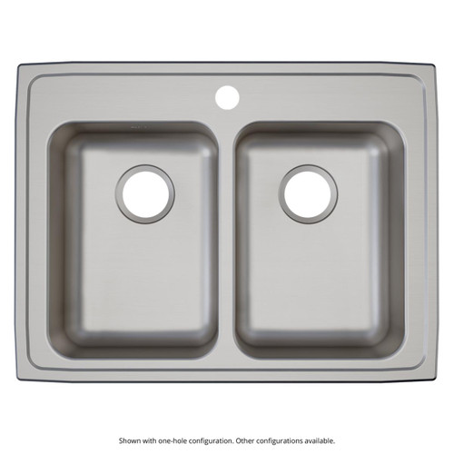 Elkay Lustertone Classic Stainless Steel 29" x 22" x 6-1/2", 2-Hole Equal Double Bowl Drop-in ADA Sink