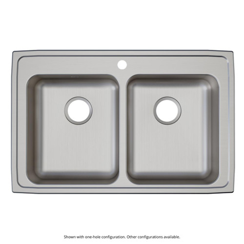 Elkay Lustertone Classic Stainless Steel 33" x 21-1/4" x 6-1/2" 3-Hole Equal Double Bowl Drop-in ADA Sink