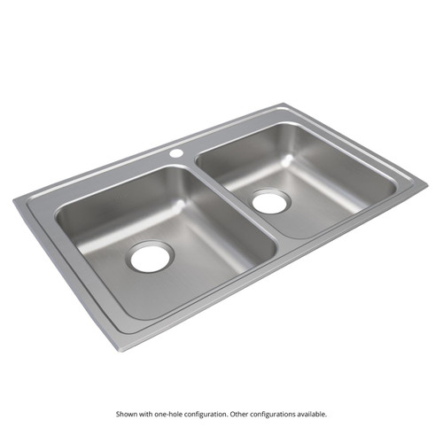 Elkay Lustertone Classic Stainless Steel 33" x 21-1/4" x 6-1/2", 2-Hole Equal Double Bowl Drop-in ADA Sink