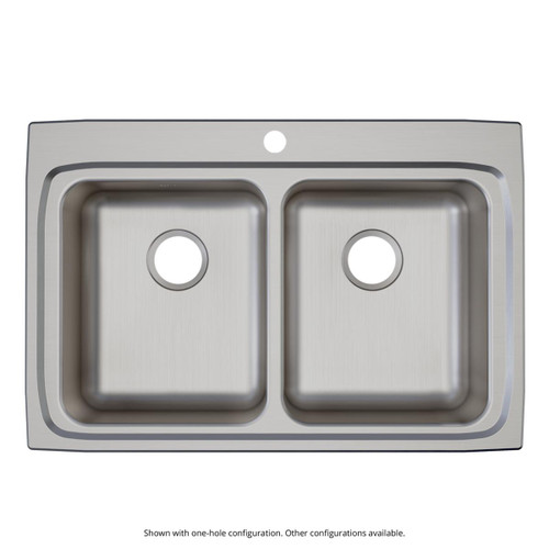 Elkay Lustertone Classic Stainless Steel 33" x 22" x 6-1/2", 3-Hole Equal Double Bowl Drop-in ADA Sink with Quick-clip