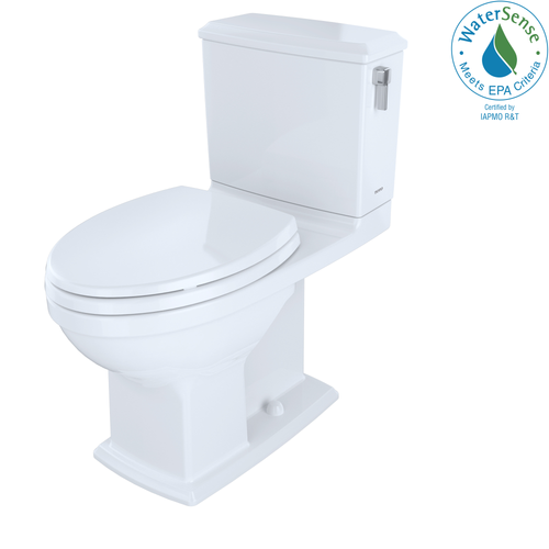 TOTO Connelly WASHLET+ Two-Piece Elongated Dual Flush 1.28 and 0.9 GPF Universal Height Toilet with CeFiONtect and Right Hand Lever, Cotton White - MS494124CEMFRG#01