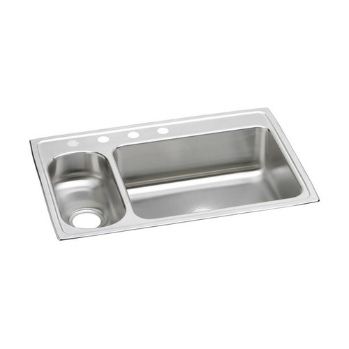 Elkay Lustertone Classic Stainless Steel 33" x 22" x 7-7/8", 0-Hole 30/70 Double Bowl Drop-in Sink