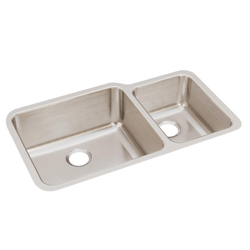 Elkay Lustertone Classic Stainless Steel 35-1/4" x 20-1/2" x 9-7/8" Offset 60/40 Double Bowl Undermount Sink