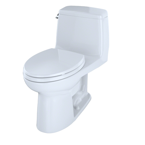 Toto UltraMax One Piece Elongated Sleek Toilet with CEFIONTECT 1.6 GPF with SS114 SoftClose Seat in Cotton White