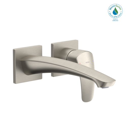 TOTO GM 1.2 GPM Wall-Mount Single-Handle Long Bathroom Faucet with COMFORT GLIDE Technology, Brushed Nickel - TLG09308U#BN
