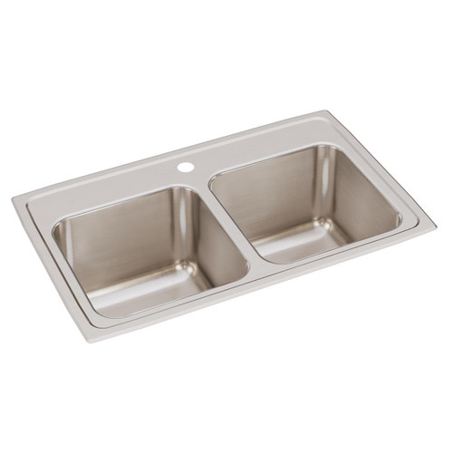 Elkay Lustertone Classic Stainless Steel 29" x 18" x 10" 1-Hole Equal Double Bowl Drop-in Sink