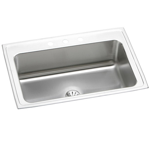 Elkay Lustertone Classic Stainless Steel 33" x 22" x 10" 2-Hole Single Bowl Drop-in Sink with Perfect Drain