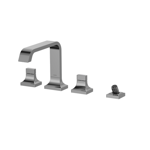 Toto GC Two-Handle Deck-Mount Roman Tub Filler Trim with Handshower, Polished Chrome - TBG08202U#CP