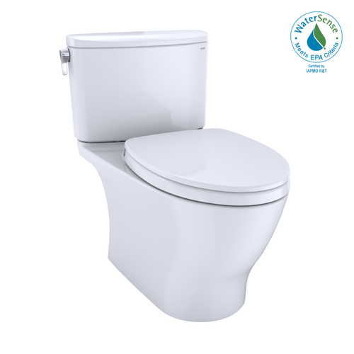TOTO Nexus 1G Two-Piece Elongated 1 GPF Universal Height Toilet with CeFiONtect and SS124 SoftClose seat, WASHLET+ ready, Cotton White - MS442124CUFG#01