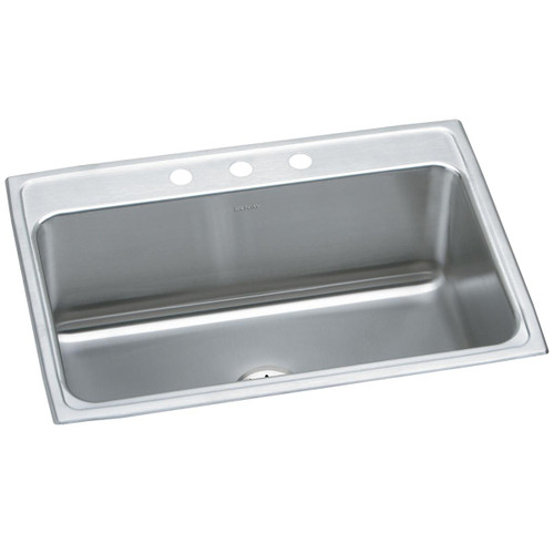 Elkay Lustertone Classic Stainless Steel 31" x 22" x 10-1/8" 3-Hole Single Bowl Drop-in Sink with Perfect Drain