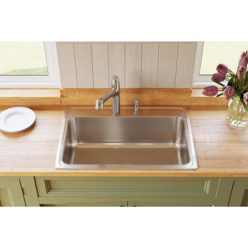 Elkay Lustertone Classic Stainless Steel 31" x 22" x 10-1/8" MR2-Hole Single Bowl Drop-in Sink with Perfect Drain