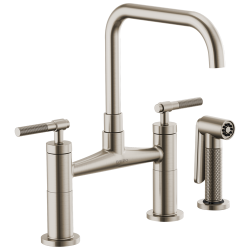 Brizo Litze 62554LF-BLGL Bridge Faucet with Square Spout and Industrial Handle Matte Black/Luxe Gold