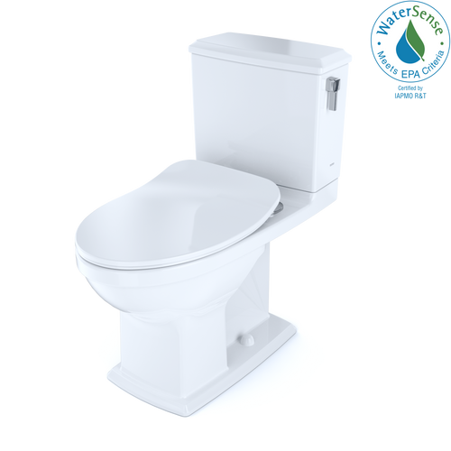 TOTO Connelly Two-Piece Elongated Dual Flush 1.28 and 0.9 GPF with CeFiONtect and Right Lever, WASHLET+ ready, Cotton White - MS494234CEMFRG#01