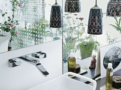 AXOR 11043001 Urquiola Wall-Mounted Widespread Faucet Trim with Base Plate, 1.2 GPM in Chrome