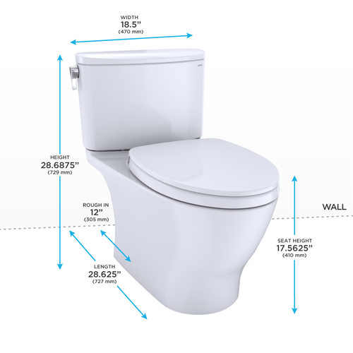 Toto Nexus 1G Two Piece Elongated Auto Flush Washlet+ Ready Universal Height Toilet with CEFIONTECT 1.0 GPF with SS124 SoftClose Seat in Bone