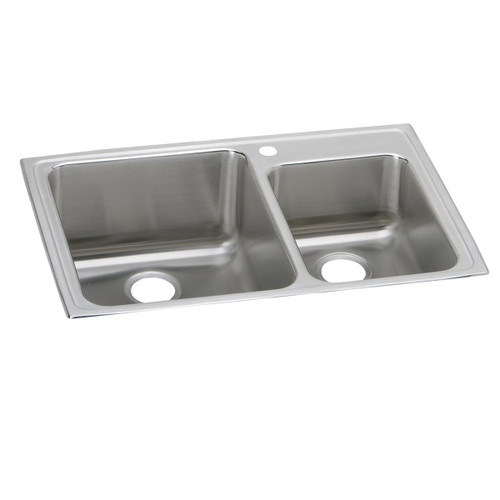 Elkay Lustertone Classic Stainless Steel 33" x 22" x 10", 2-Hole 60/40 Double Bowl Drop-in Sink