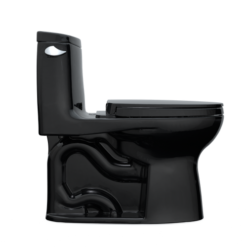 Toto UltraMax II One Piece Elongated Auto Flush Washlet+ Ready Universal Height Toilet Toilet 1.28 GPF with SS124 SoftClose Seat in Ebony