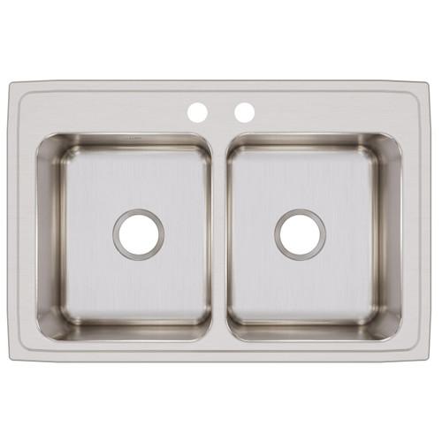 Elkay Lustertone Classic Stainless Steel 33" x 22" x 12-1/8" 2-Hole Equal Double Bowl Drop-in Sink with Quick-clip