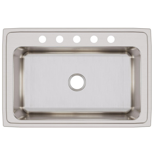 Elkay Lustertone Classic Stainless Steel 33" x 22" x 11-5/8", 5-Hole Single Bowl Drop-in Sink