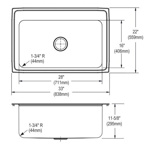 Elkay Lustertone Classic Stainless Steel 33" x 22" x 11-5/8", 5-Hole Single Bowl Drop-in Sink
