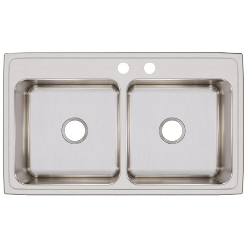 Elkay Lustertone Classic Stainless Steel 37" x 22" x 10-1/8" MR2-Hole Equal Double Bowl Drop-in Sink