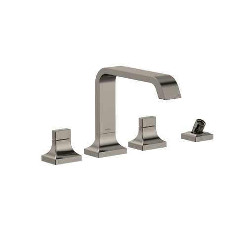 TOTO GC Two-Handle Deck-Mount Roman Tub Filler Trim with Handshower, Polished Nickel - TBG08202U#PN