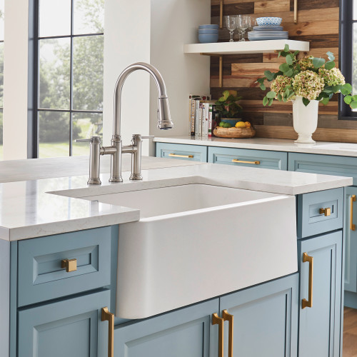 Blanco 402324: Ikon Collection 33" Apron Double Bowl Farmhouse Sink with Low Divide - White Blanco 402324: Ikon Collection 33" Apron Double Bowl Farmhouse Sink with Low Divide - White