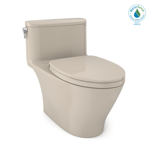TOTO Nexus 1G One-Piece Elongated 1 GPF Universal Height Toilet with CeFiONtect and SS124 SoftClose seat, WASHLET+ ready, Bone - MS642124CUFG#03