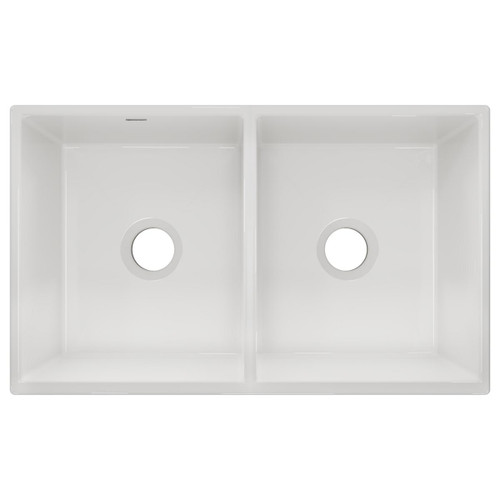Elkay Fireclay 33" x 19-15/16" x 9", Equal Double Bowl Farmhouse Sink, White