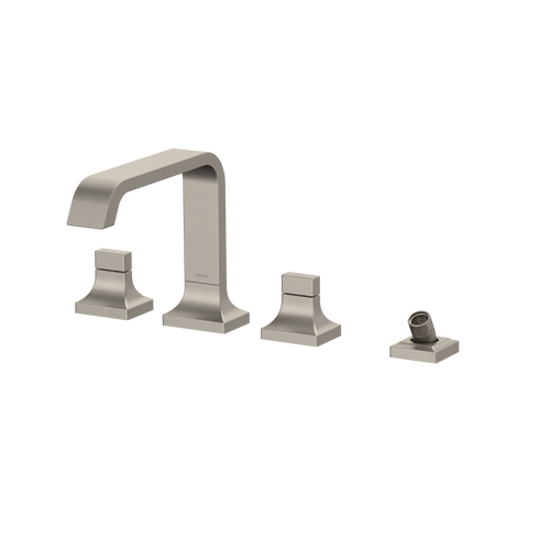 Toto GC Two-Handle Deck-Mount Roman Tub Filler Trim with Handshower, Brushed Nickel - TBG08202U#BN