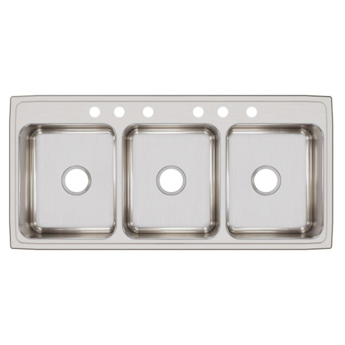 Elkay Lustertone Classic Stainless Steel 46" x 22" x 7-5/8", 6-Hole Triple Bowl Drop-in Sink