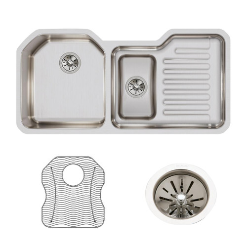 Elkay Lustertone Classic Stainless Steel 41-1/2" x 20-1/2" x 9-1/2" 40/60 Double Bowl Undermount Sink Kit