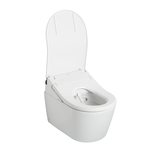 Toto RX D Shape Auto Flush Washlet+ Electronic Bidet Toilet Seat in Cotton White Toto RX D Shape Auto Flush Washlet+ Electronic Bidet Toilet Seat in Cotton White