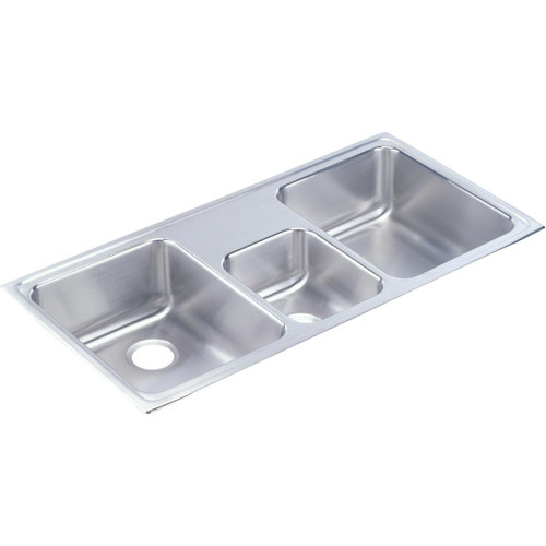 Elkay Lustertone Classic Stainless Steel 43" x 22" x 7-7/8", 0-Hole Triple Bowl Drop-in Sink