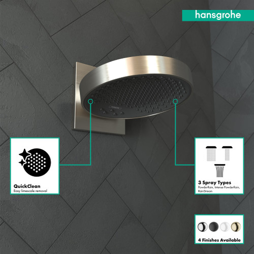 Hansgrohe 26232821 Rainfinity Shower Head 250 3-Jet with Wall Connector Trim, 2.5 GPM in Brushed Nickel