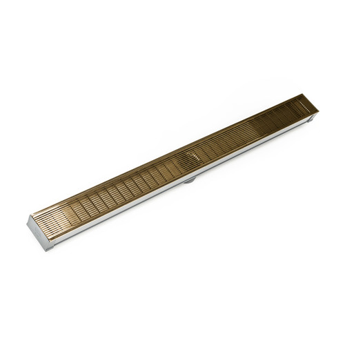 Infinity Drain S-LAG 6596 SB 96" S-PVC Series Low Profile Complete Kit with 2 1/2" Wedge Wire Grate in Satin Bronze Finish