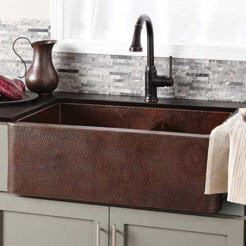 Native Trails CPK276 Farmhouse 33" Duet Copper Kitchen Sink: Antique Copper Native Trails CPK276 Farmhouse 33" Duet Copper Kitchen Sink: Antique Copper